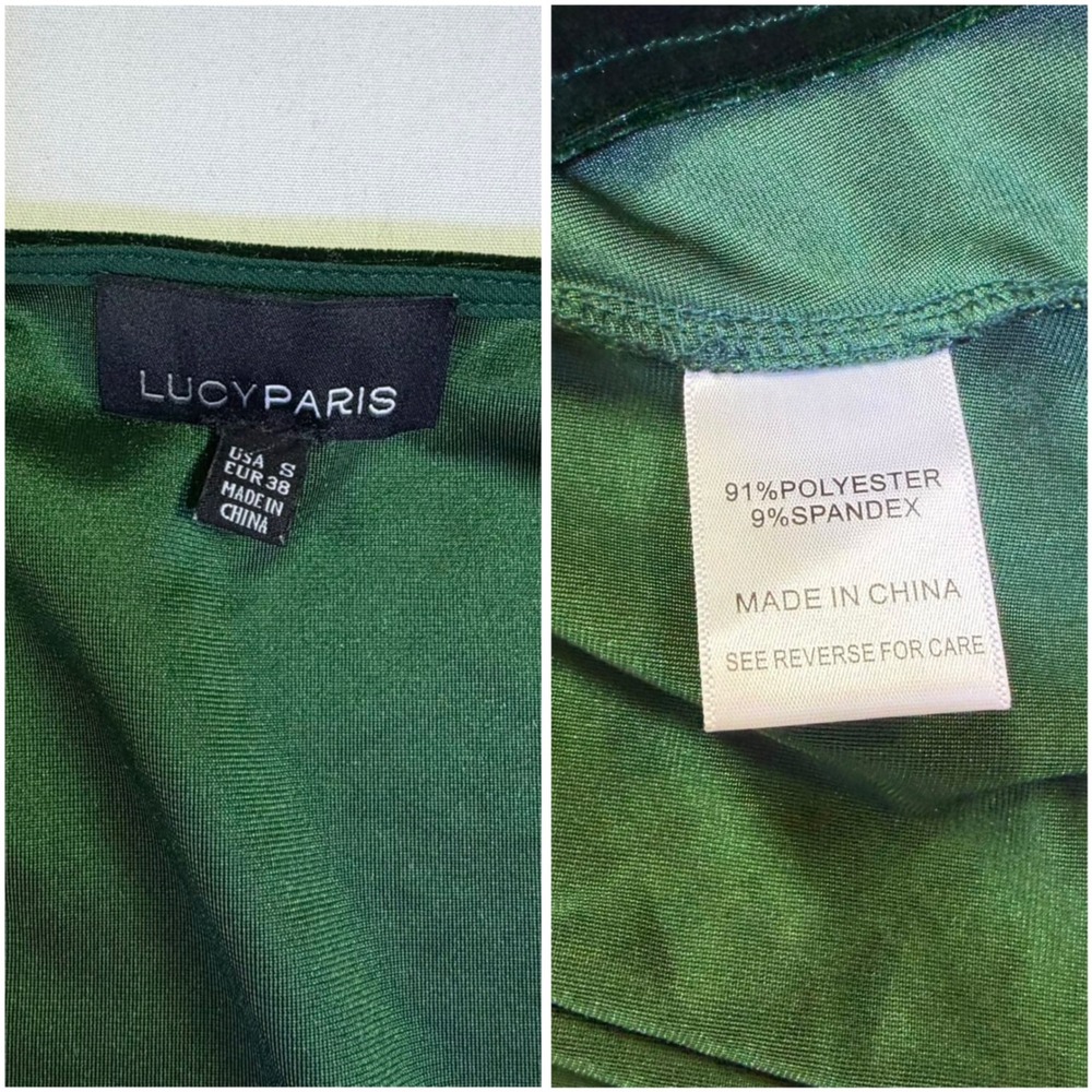 Lucy Paris Womens Emerald Green Velvet Wrap Dress Puff Sleeve High Low Small - Picture 10 of 12